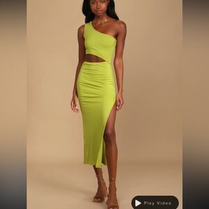 Lulu's Asymmetrical Lime Green Skirt